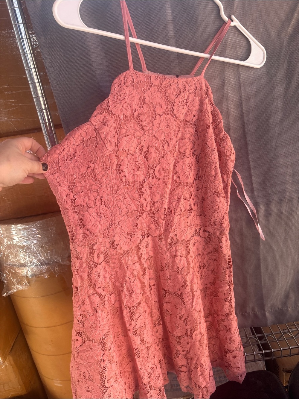 Love Riche Coral Lace Mini Dress